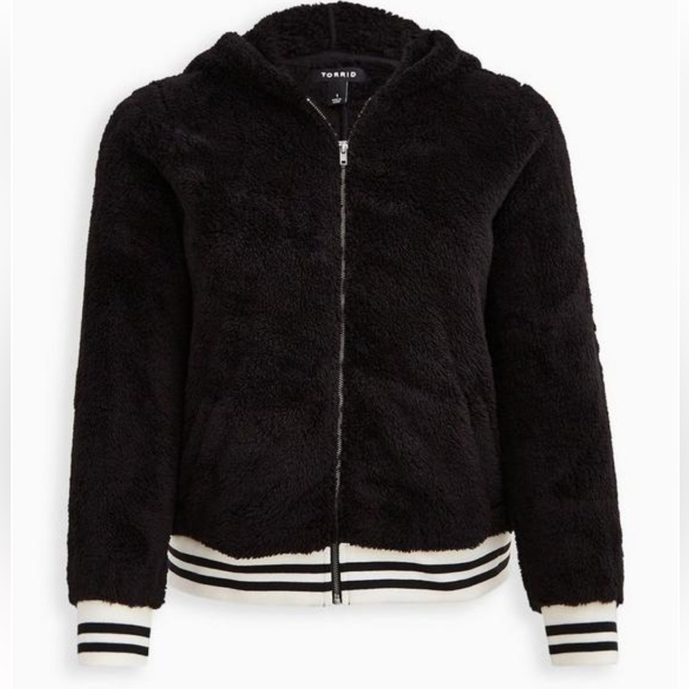 New! Torrid sz 2 Varsity Faux‎ Fur Bomber Sweater Jacket 2X